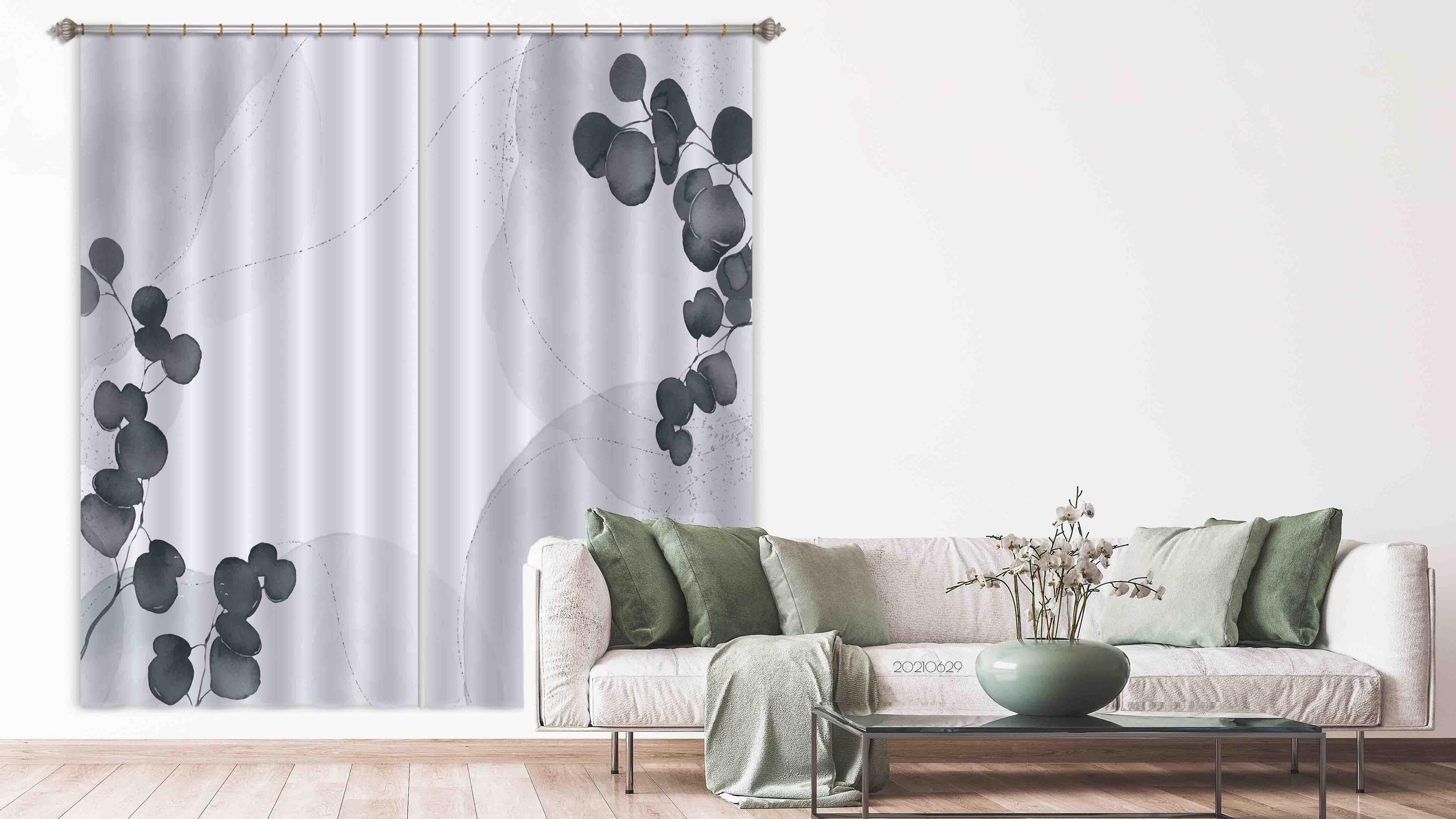 3D Watercolor Geometric Arc Circle Grey Curtains and Drapes LLL 392- Jess Art Decoration