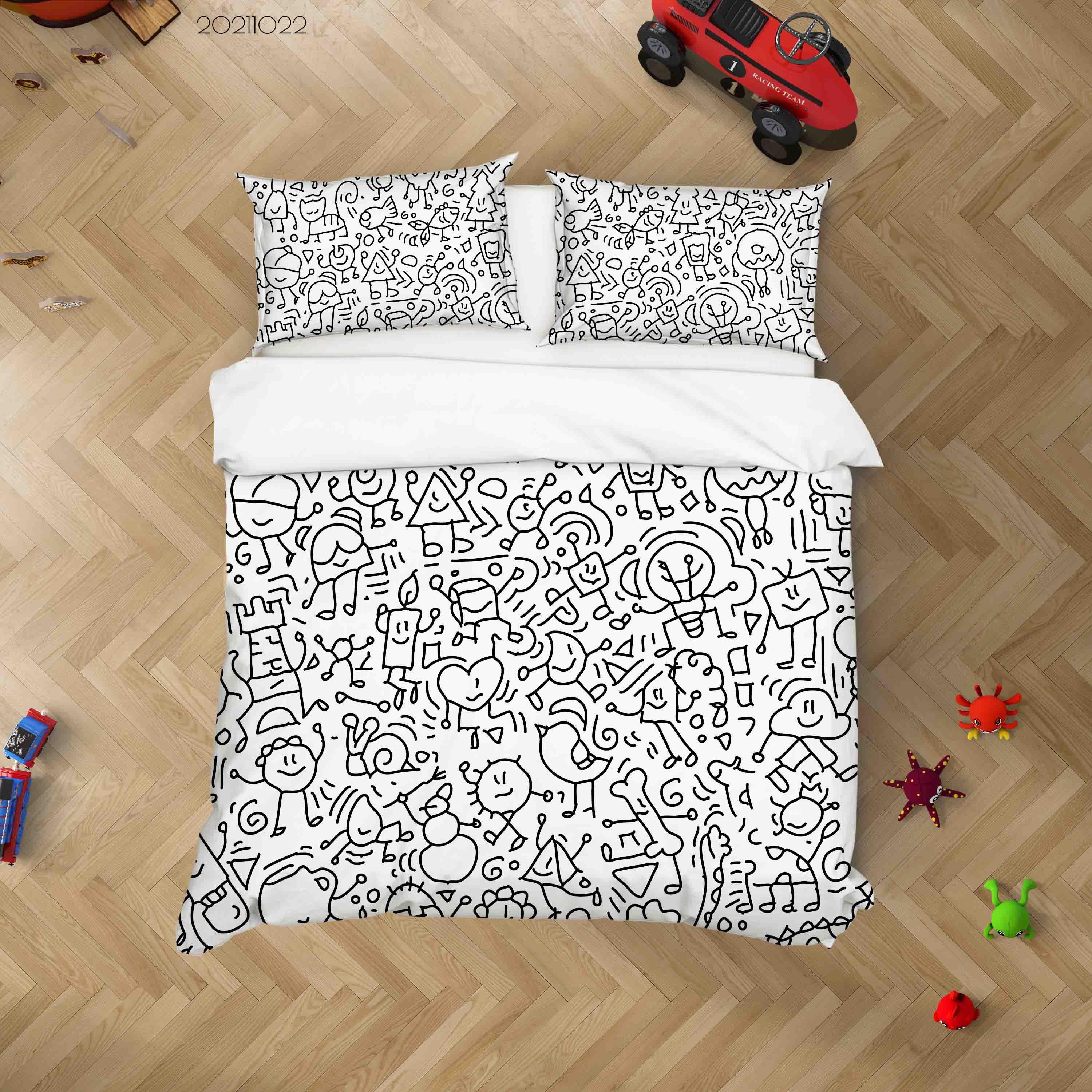3D Abstract Illustration Art Graffiti Quilt Cover Set Bedding Set Duvet Cover Pillowcases 45- Jess Art Decoration