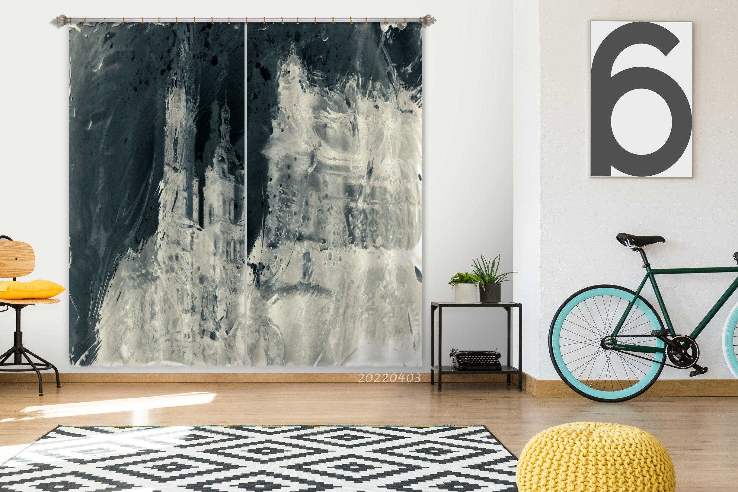 3D Abstract Architecture Pattern Texture Curtains and Drapes GD 3313- Jess Art Decoration