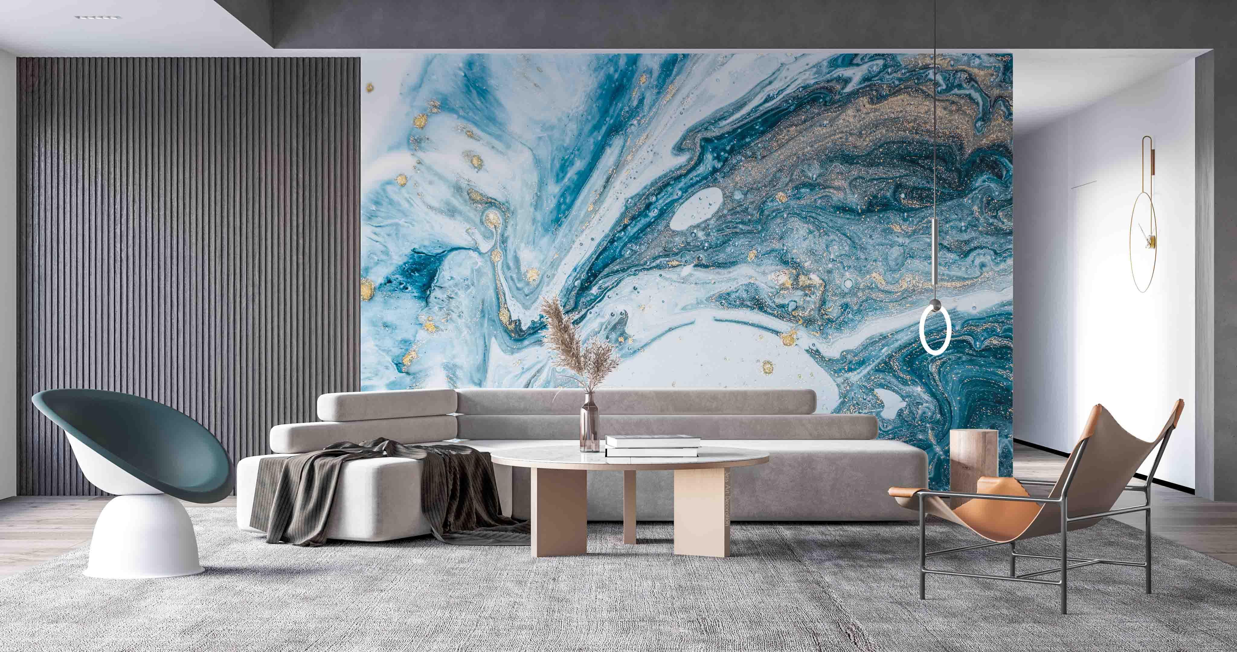 3D Abstract Blue Gold Marble Texture Wall Mural Wallpaper GD 2762- Jess Art Decoration