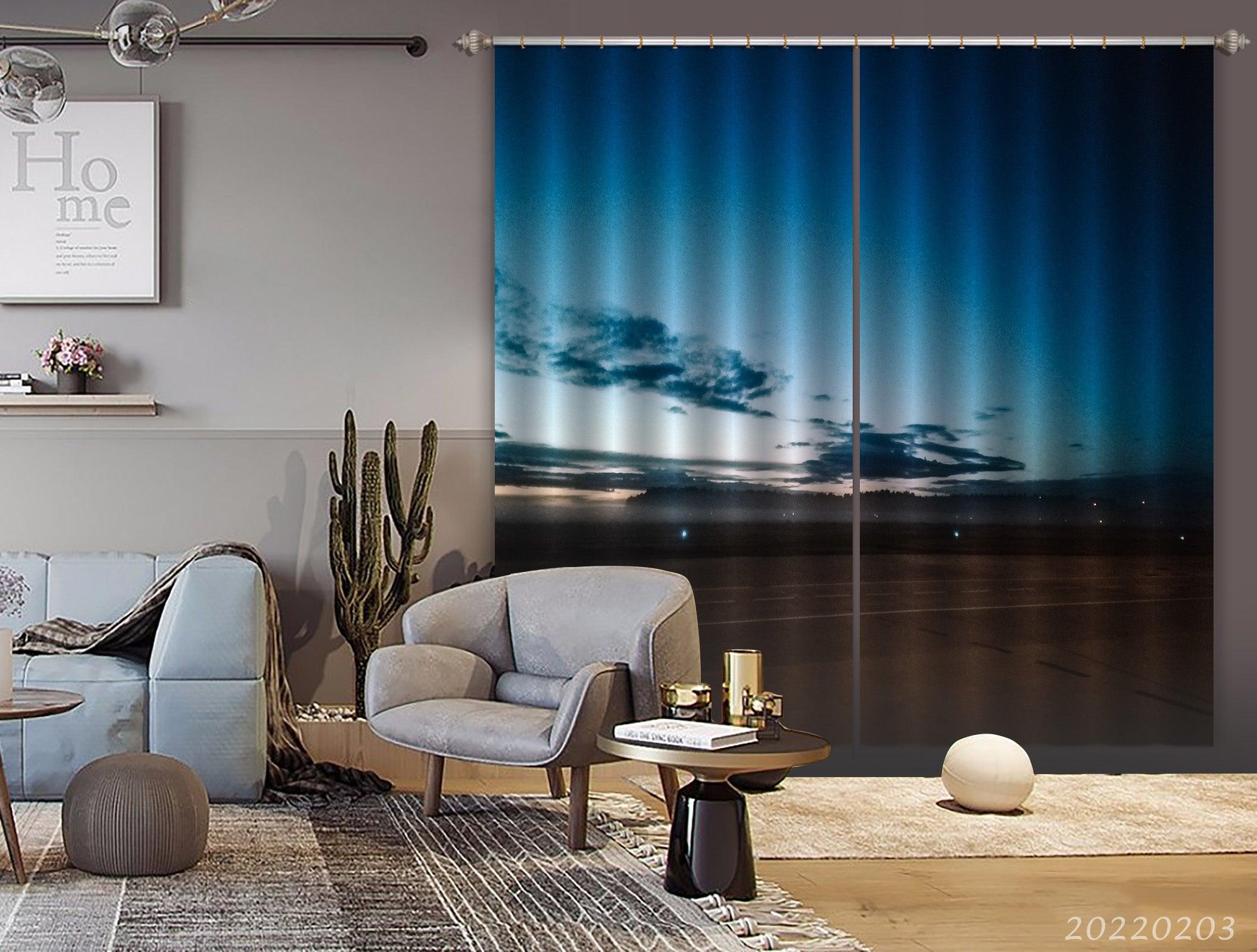 3D Evening Airport Runway Woods Cloud Curtains and Drapes GD 1260- Jess Art Decoration