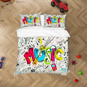 3D Abstract Color Music Graffiti Quilt Cover Set Bedding Set Duvet Cover Pillowcases 67- Jess Art Decoration