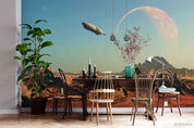 3D Space Mountain Aircraft Wall Mural Wallpaper SF89- Jess Art Decoration