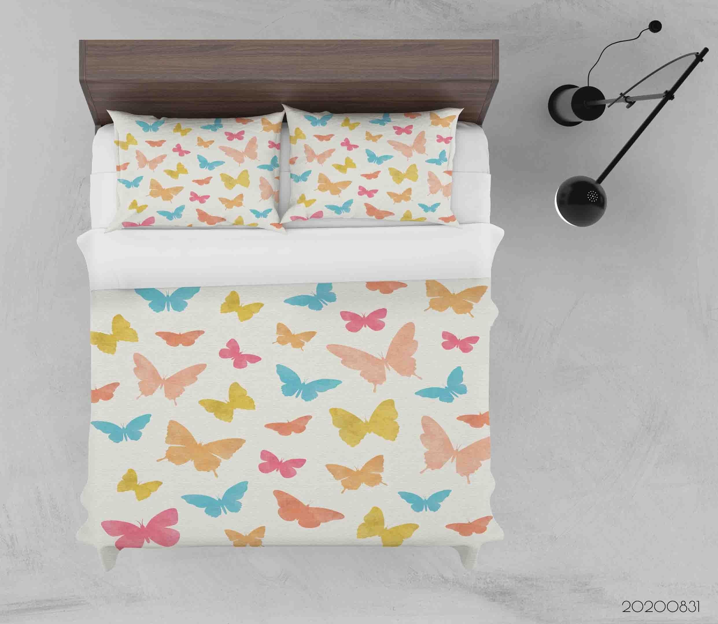 3D Colorful Butterflies Background Quilt Cover Set Bedding Set Duvet Cover Pillowcases WJ 3420- Jess Art Decoration