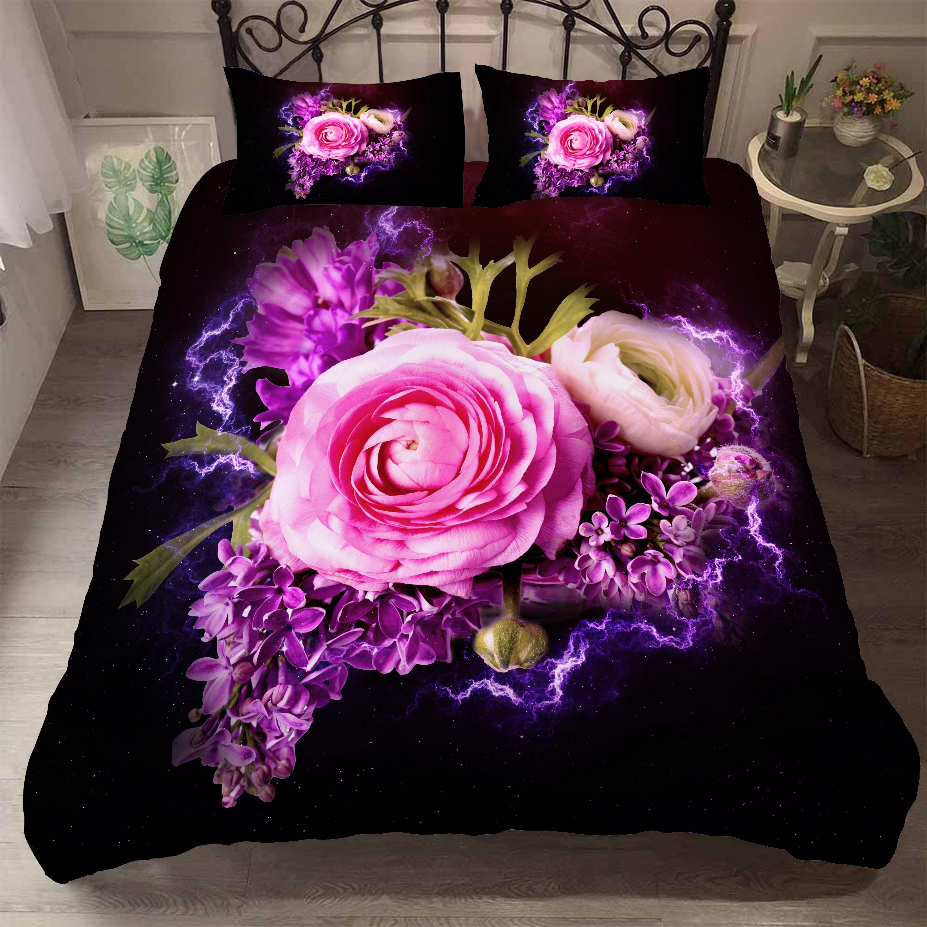 3D Pink Rose Floral Quilt Cover Set Bedding Set Pillowcases 43- Jess Art Decoration
