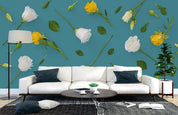 3D Hand Drawn Rose Floral Wall Mural Wallpaper LQH 263- Jess Art Decoration