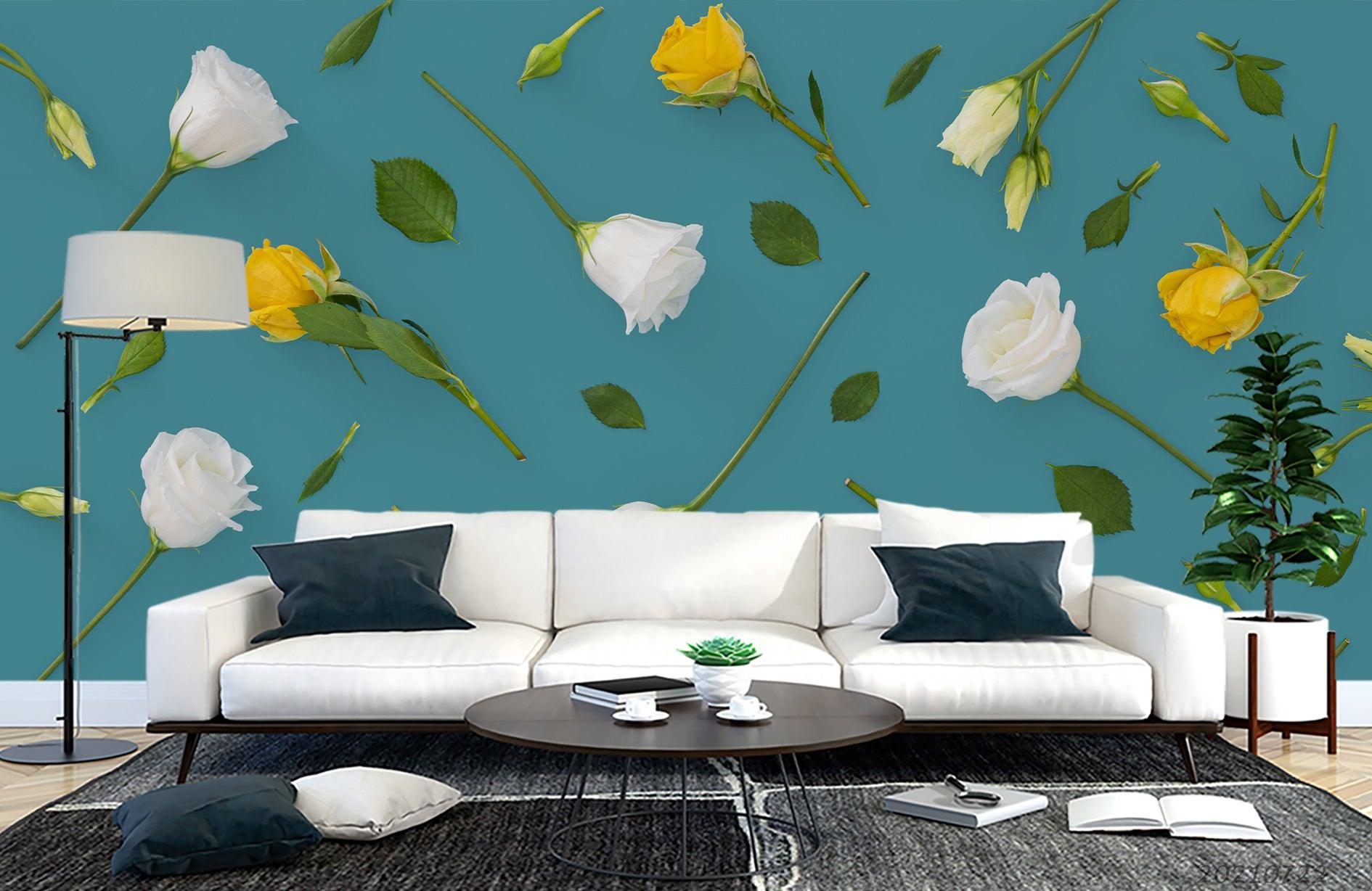 3D Hand Drawn Rose Floral Wall Mural Wallpaper LQH 263- Jess Art Decoration
