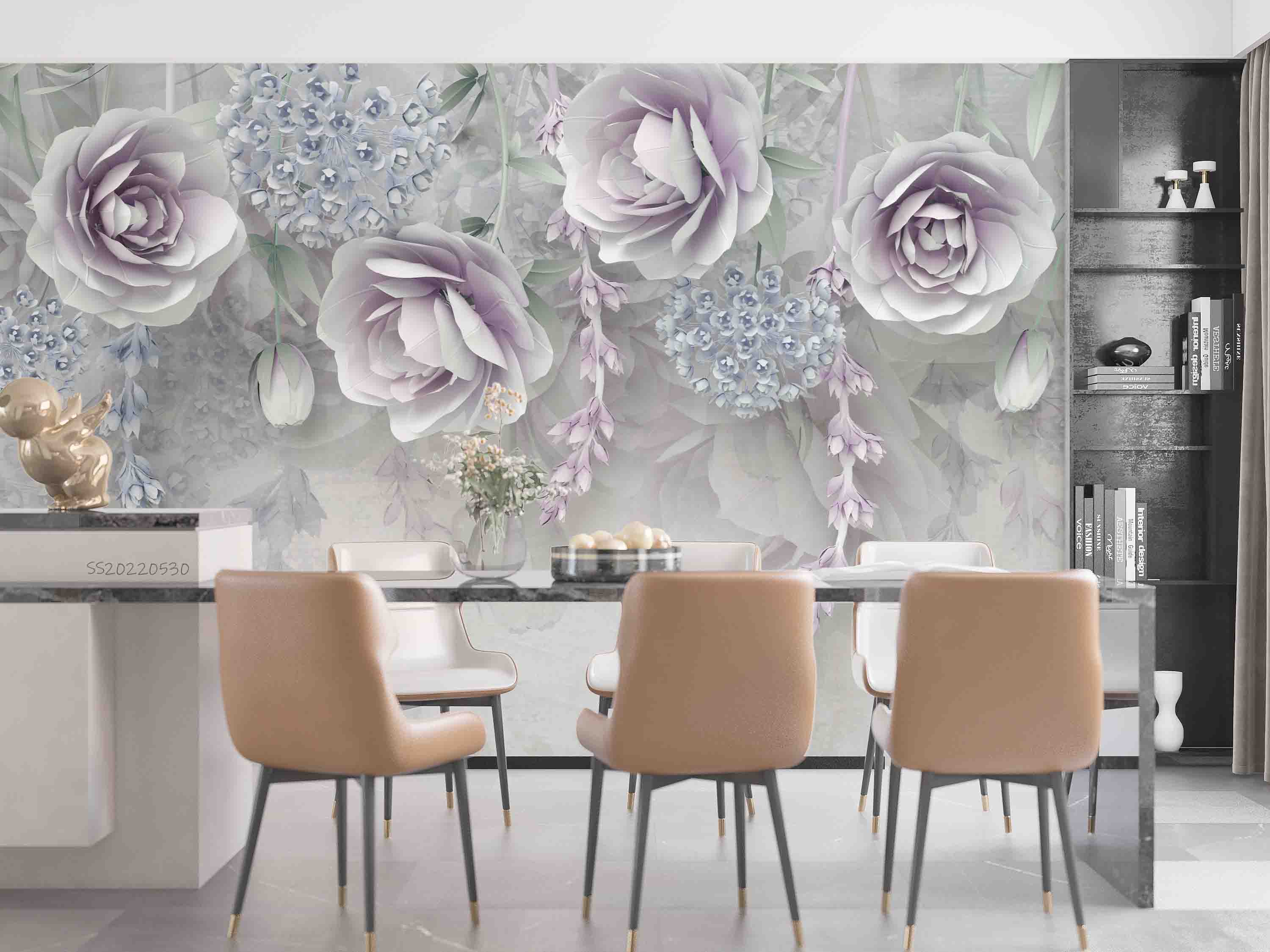 3D Watercolor Floral Purple Wall Mural Wallpaper GD 44- Jess Art Decoration