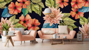 3D orange flowers wall mural wallpaper 17- Jess Art Decoration