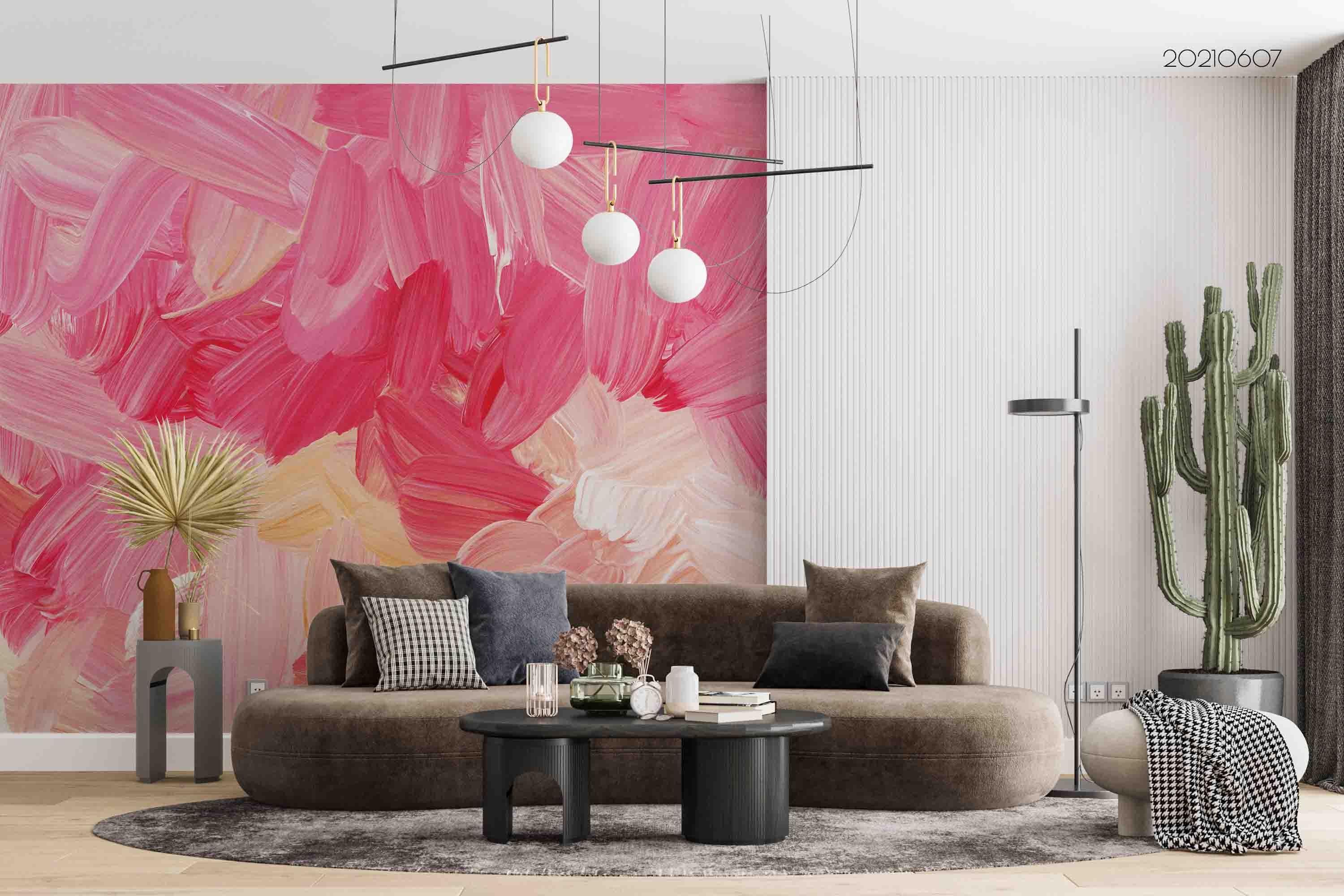 3D Abstract  Pastel Brush White Pink Wall Mural Wallpaper SWW607- Jess Art Decoration