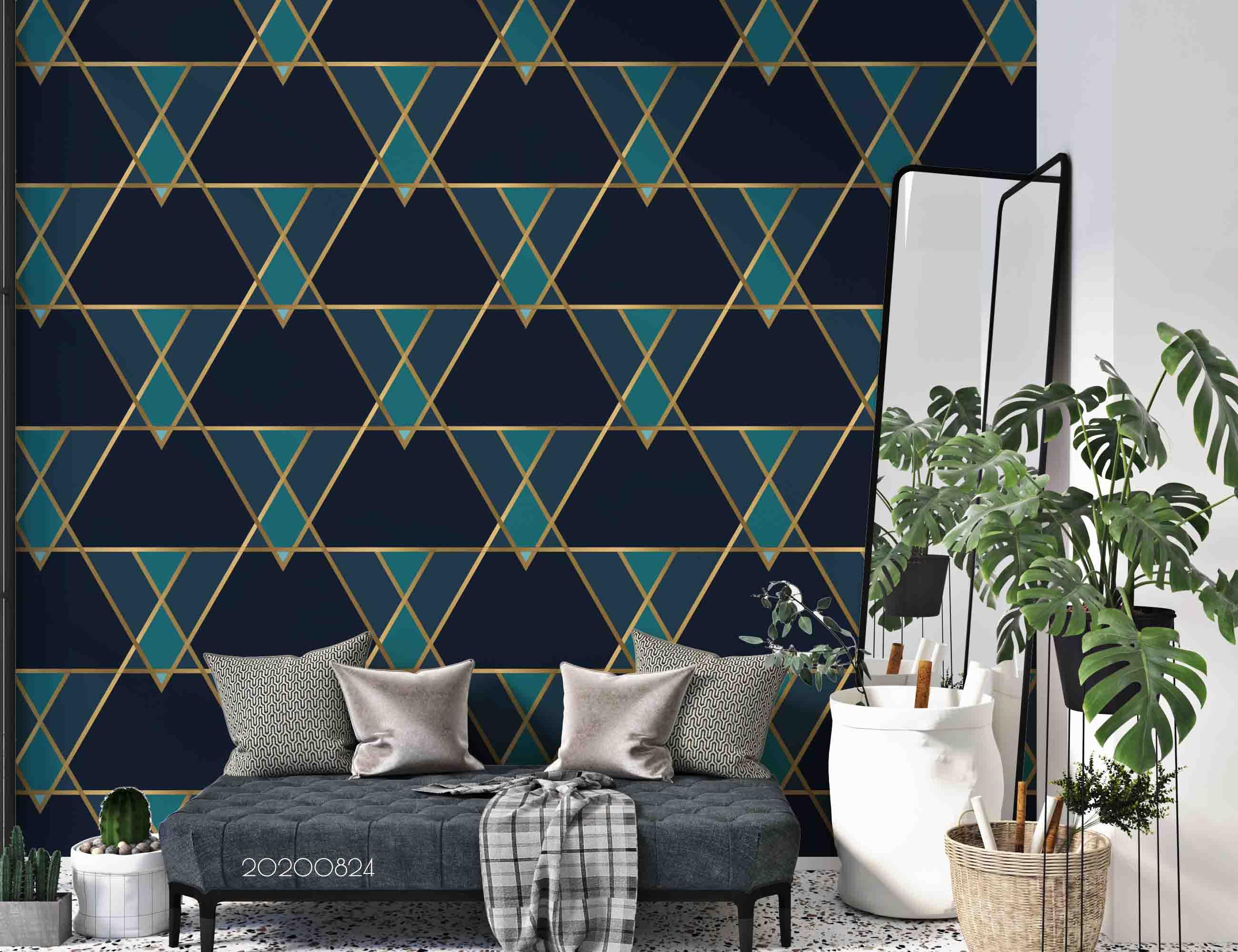 3D Abstract Blue Triangle Geometric Art Decoration Wall Mural Wallpaper 79 LQH- Jess Art Decoration