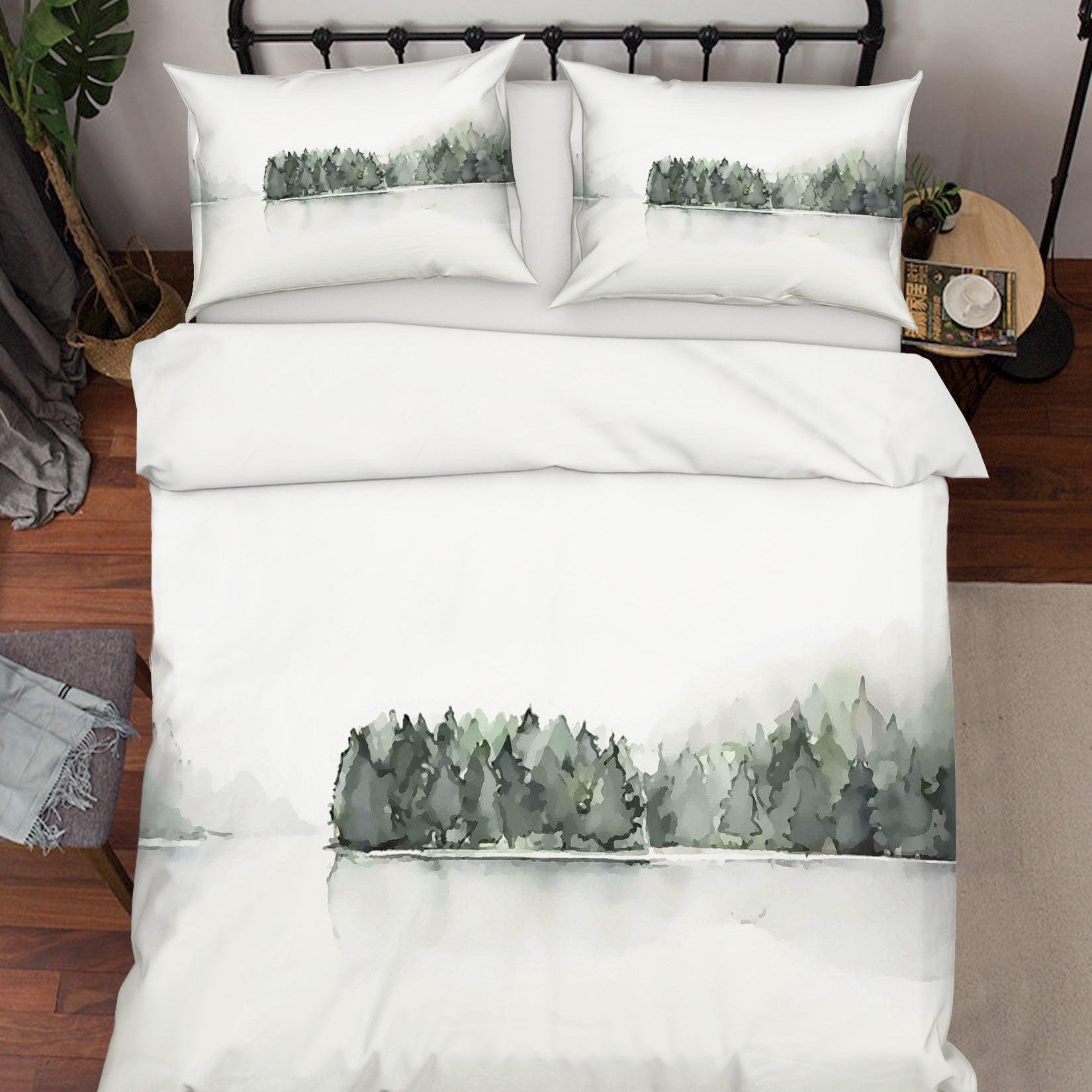 3D Watercolor Pine Forest Quilt Cover Set Bedding Set Duvet Cover Pillowcases A010 LQH- Jess Art Decoration