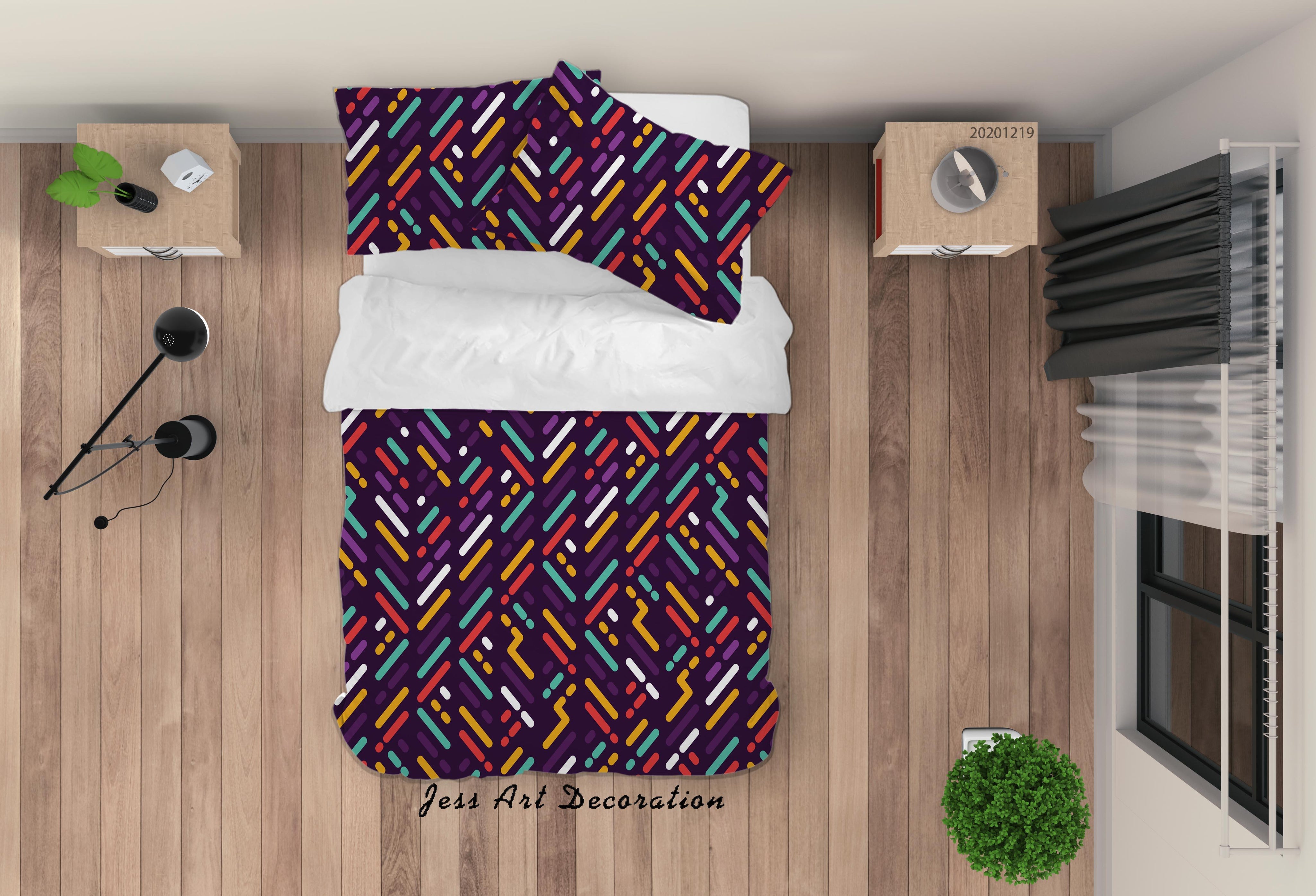 3D Abstract Color Geometry Quilt Cover Set Bedding Set Duvet Cover Pillowcases 67- Jess Art Decoration