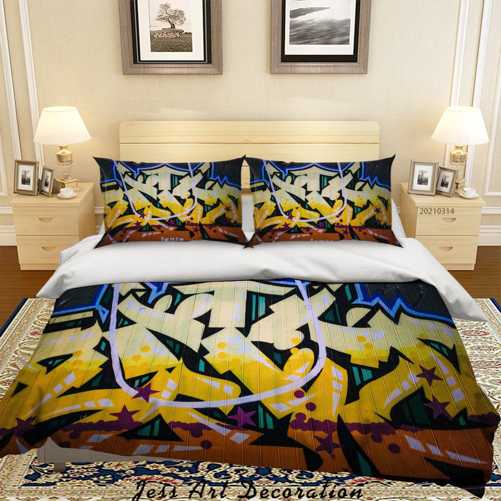 3D Abstract Color Graffiti Quilt Cover Set Bedding Set Duvet Cover Pillowcases 167- Jess Art Decoration