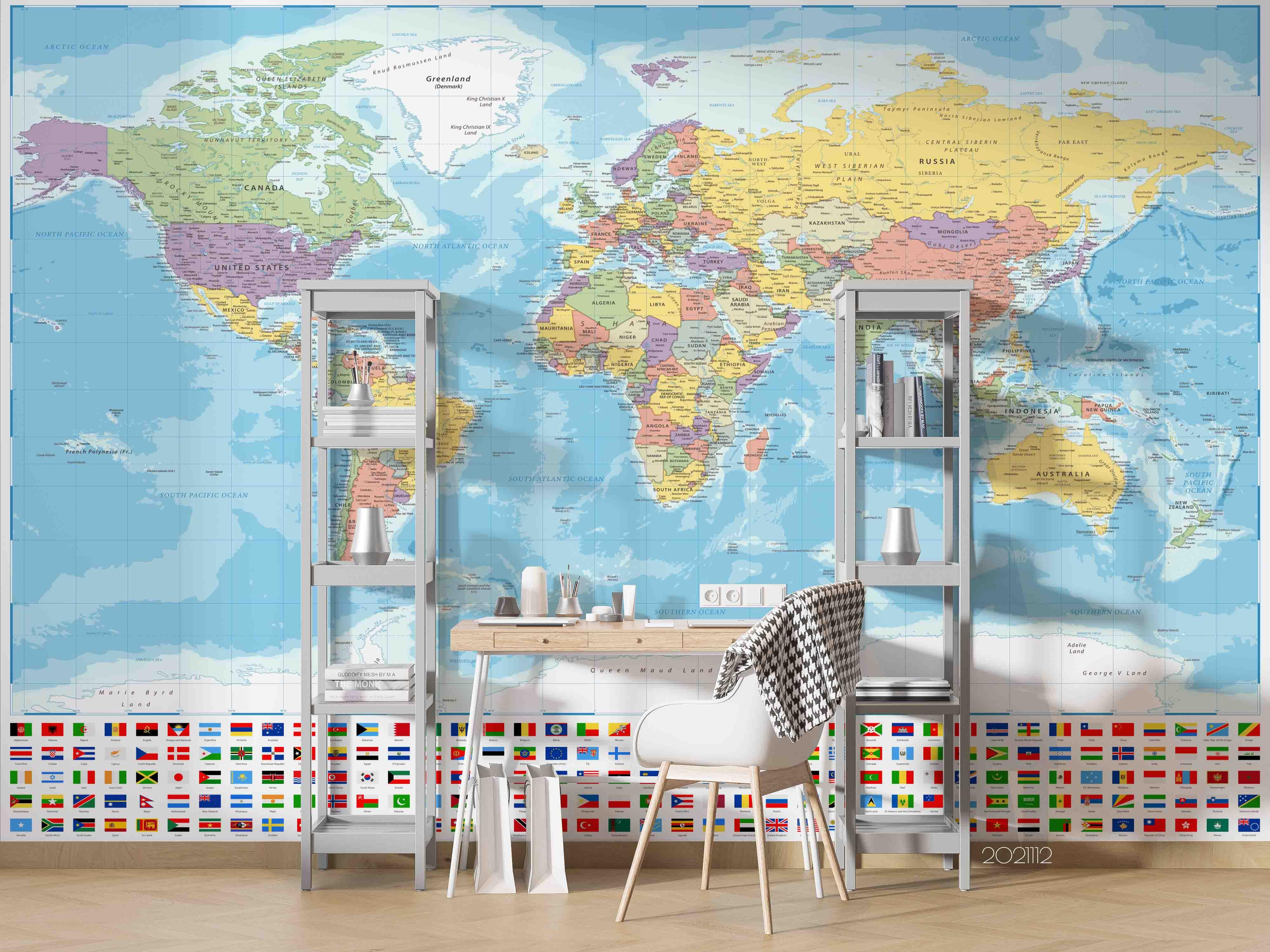 3D Blue World Map Wall Mural Wallpaper LQH 16- Jess Art Decoration