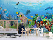 3D Hand-painted Cartoon Underwater World Wall Mural Wallpaper SWW5108- Jess Art Decoration