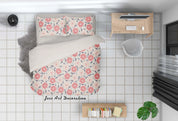3D Hand Drawn Pink Floral Leaves Plant Pattern Quilt Cover Set Bedding Set Duvet Cover Pillowcases LXL- Jess Art Decoration