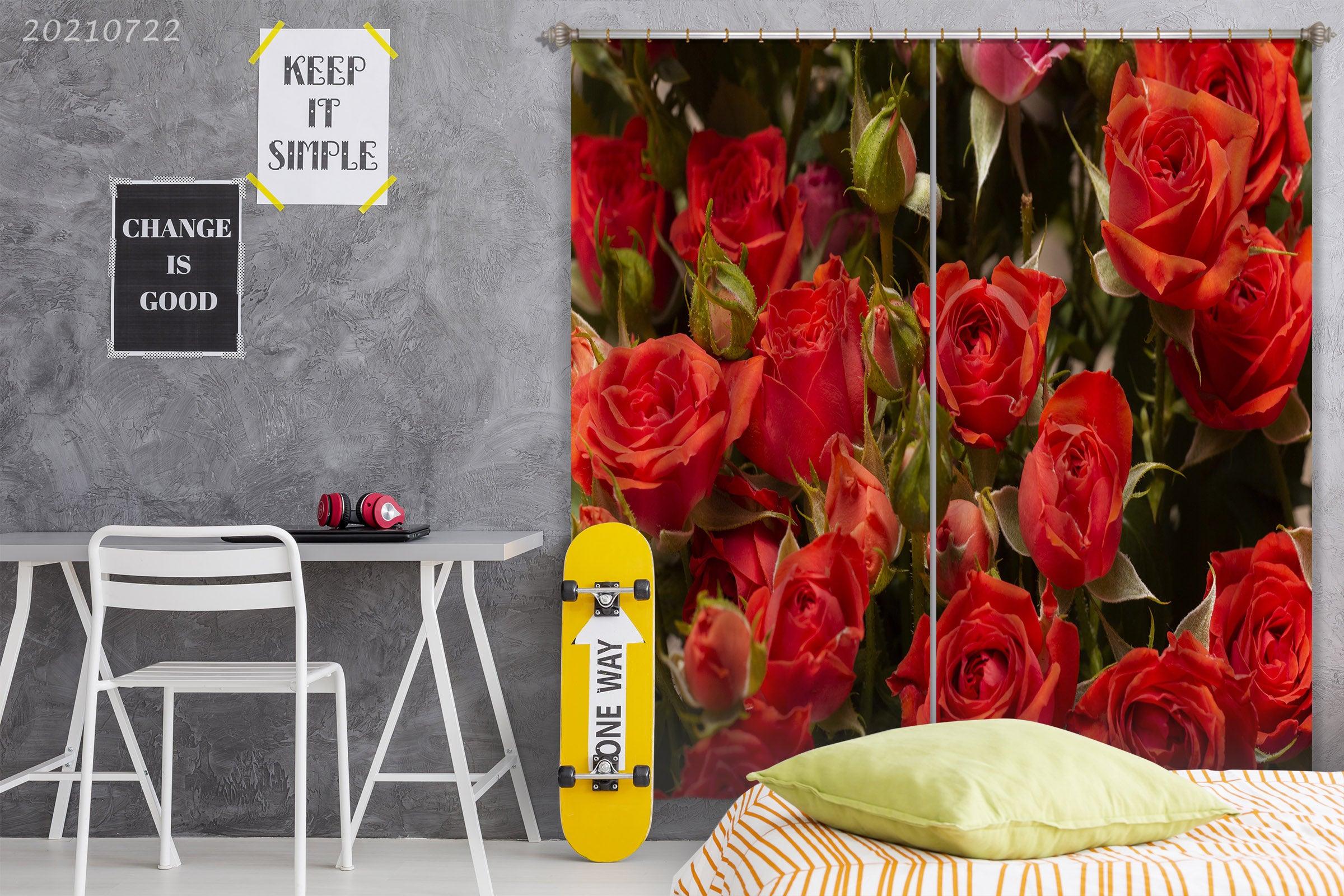 3D Red Rose Floral Curtains and Drapes LQH 140- Jess Art Decoration
