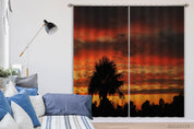 3D Woods Palm Trees Red Sky Cloud Curtains and Drapes GD 2311- Jess Art Decoration