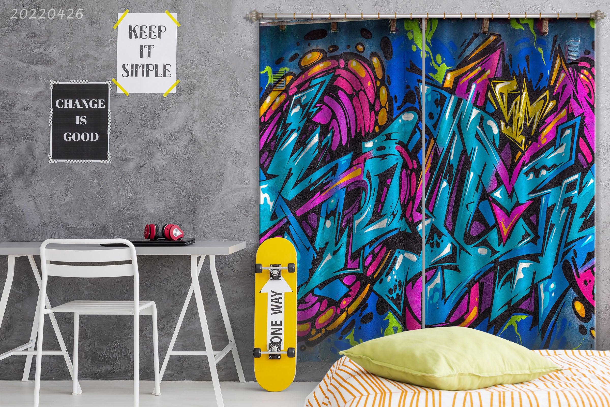 3D Abstract Artistic Graffiti Curtains and Drapes GD 4795- Jess Art Decoration