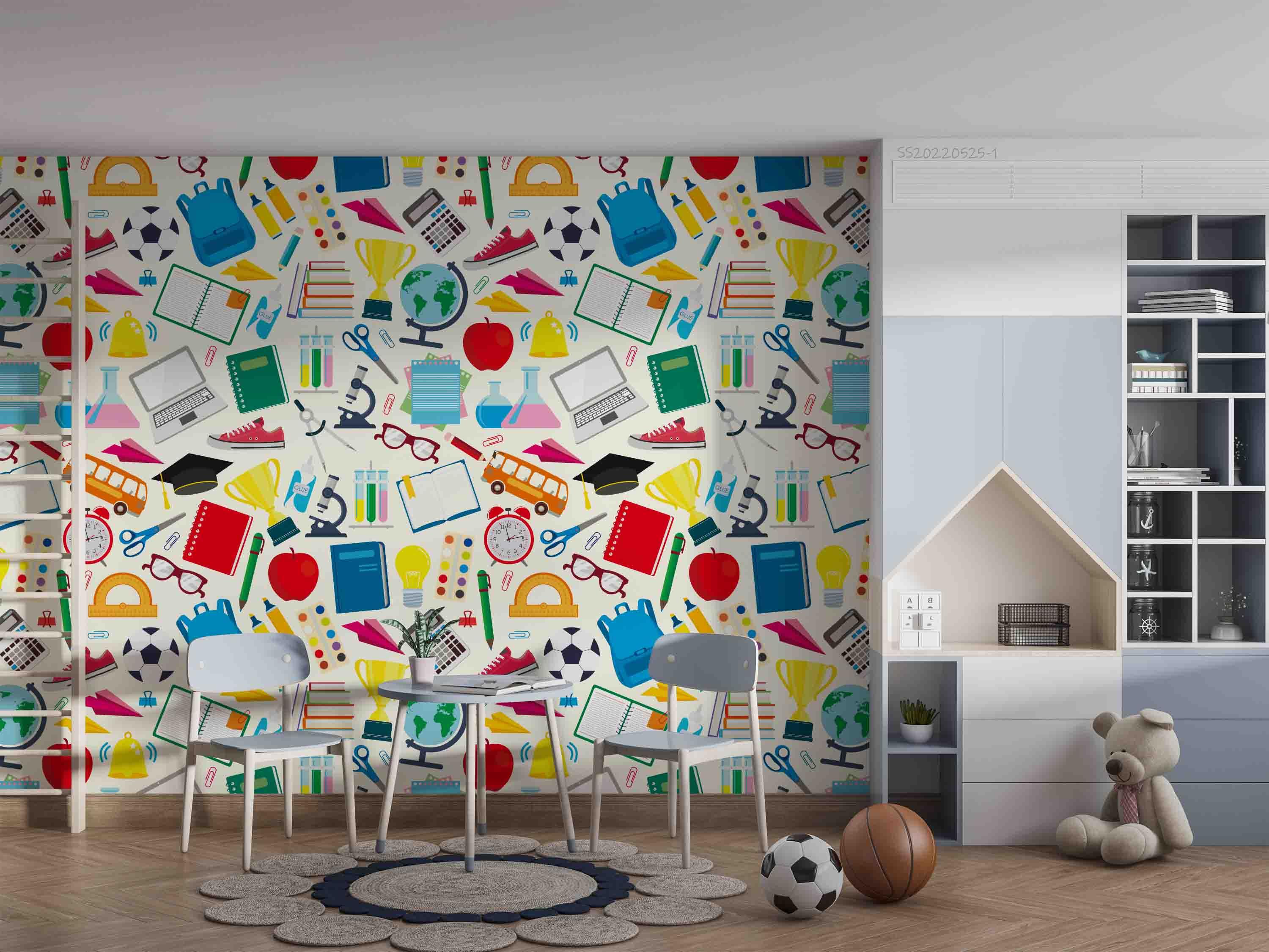 3D School Supplies Set Wall Mural Wallpaper GD 4777- Jess Art Decoration