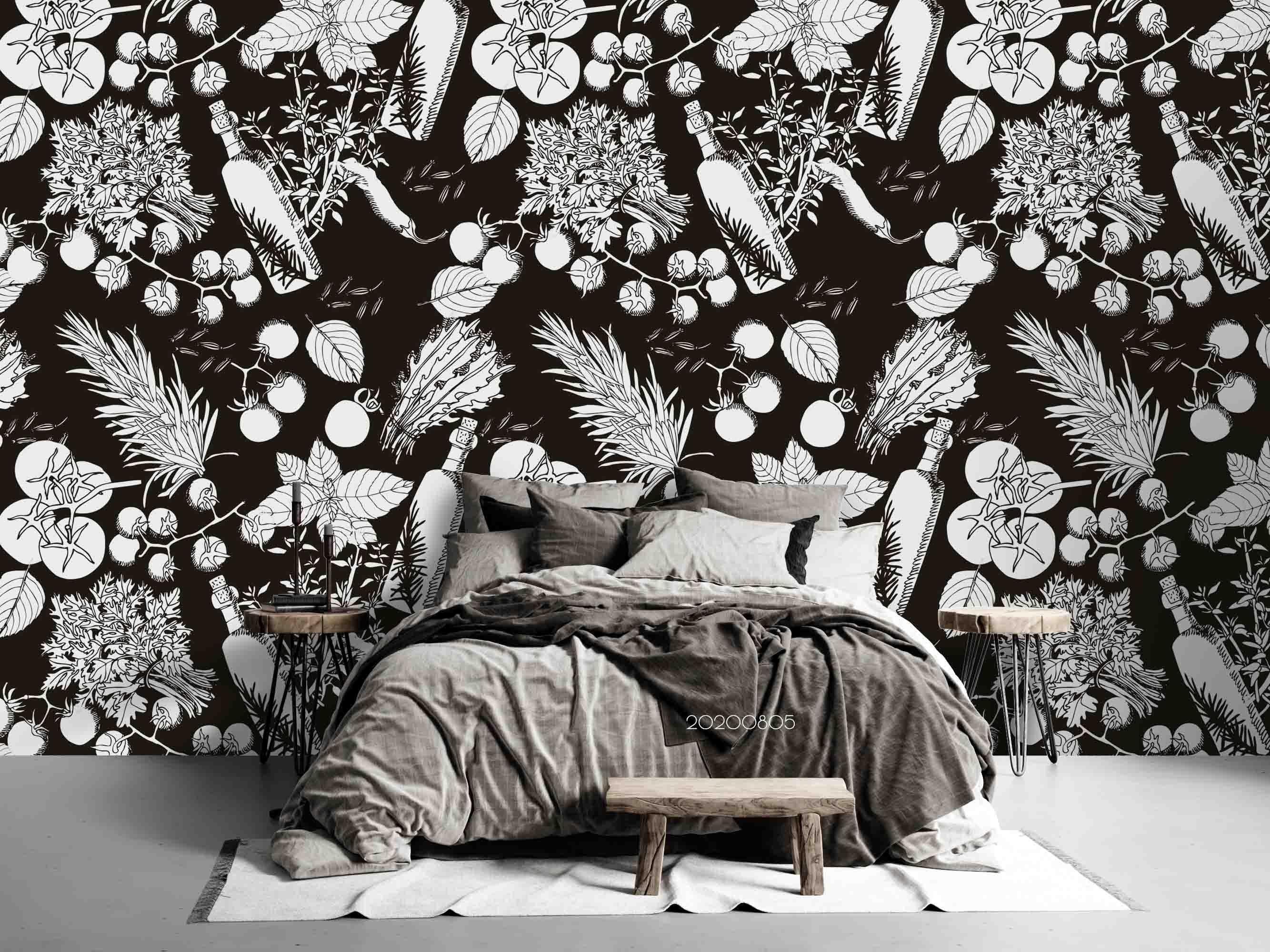 3D Black Tomato Mint Bottle Wall Mural Wallpaper SF 82- Jess Art Decoration