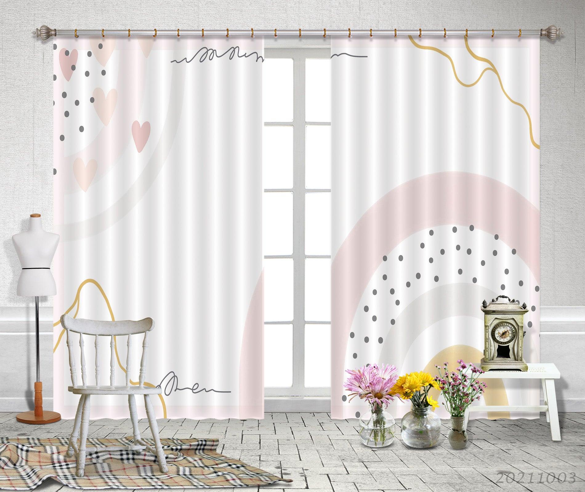 3D Abstract Heart Shape Curtains and Drapes LQH 150- Jess Art Decoration