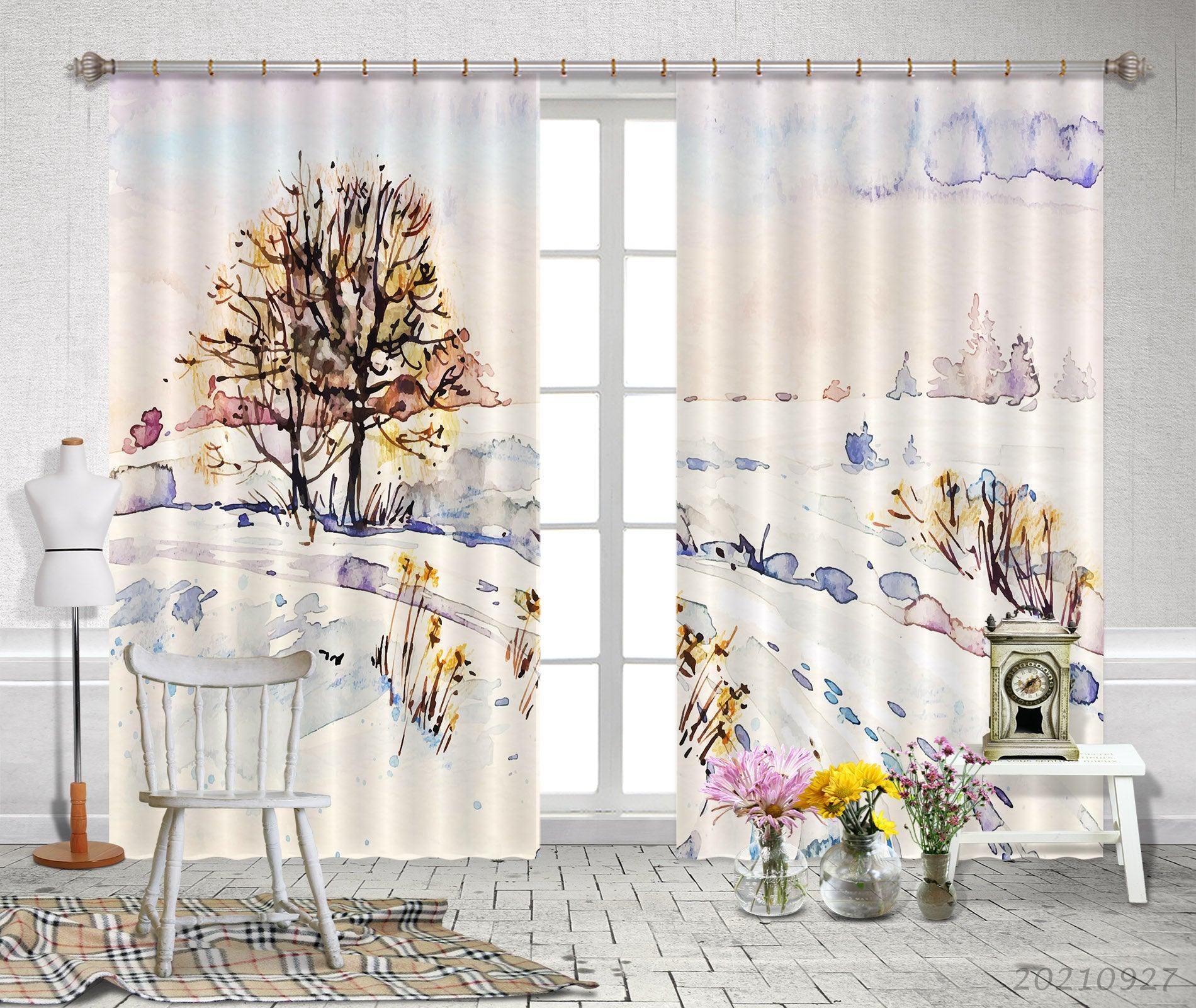 3D Landscape Oil Painting Curtains and Drapes LQH 180- Jess Art Decoration