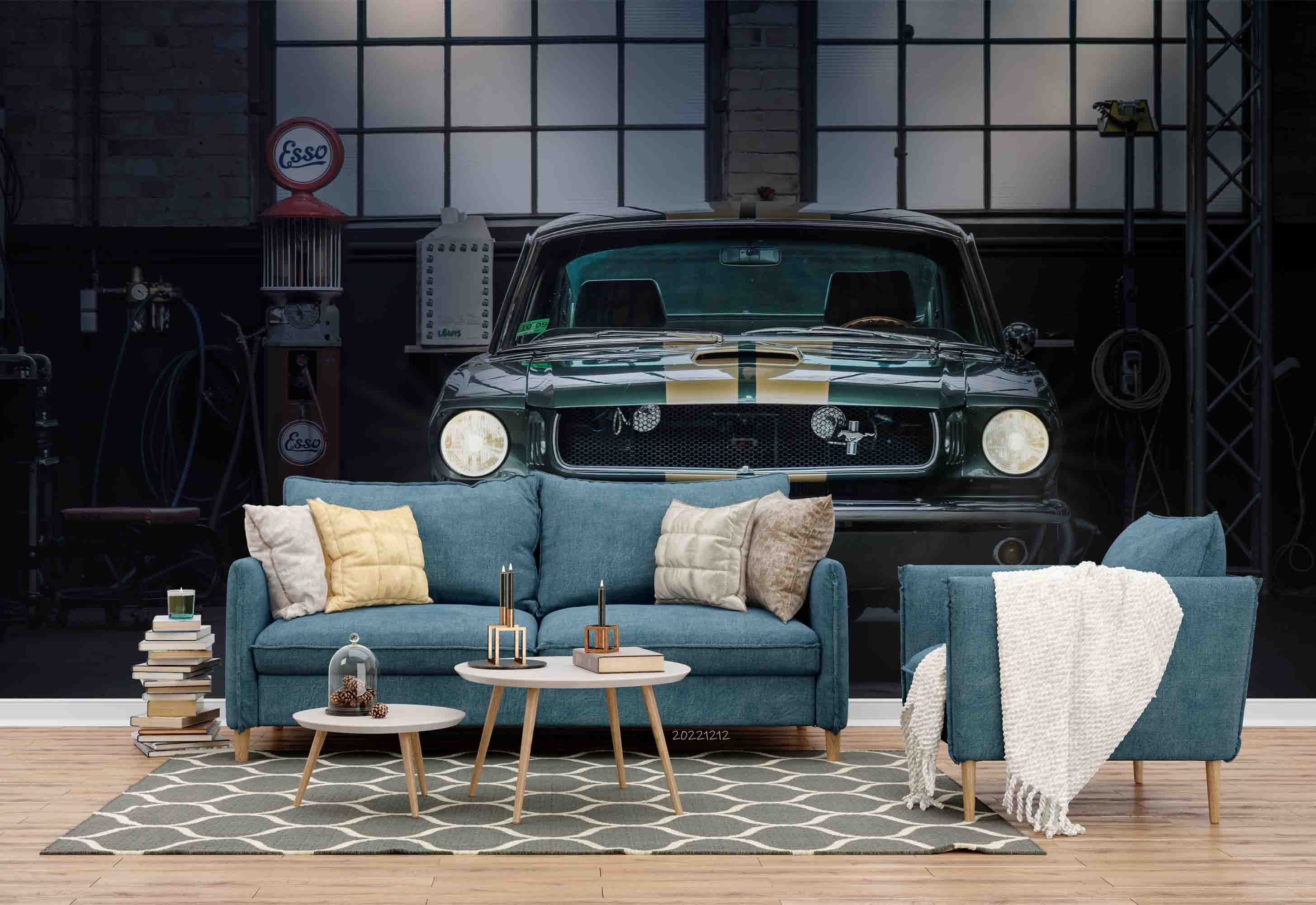 3D Ford Mustang Garage Wall Mural Wallpaper GD 1799- Jess Art Decoration