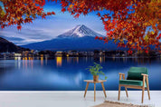 3D Japan Mount Fuji Maple Leaf Lake Wall Mural Wallpaper LQH 101- Jess Art Decoration