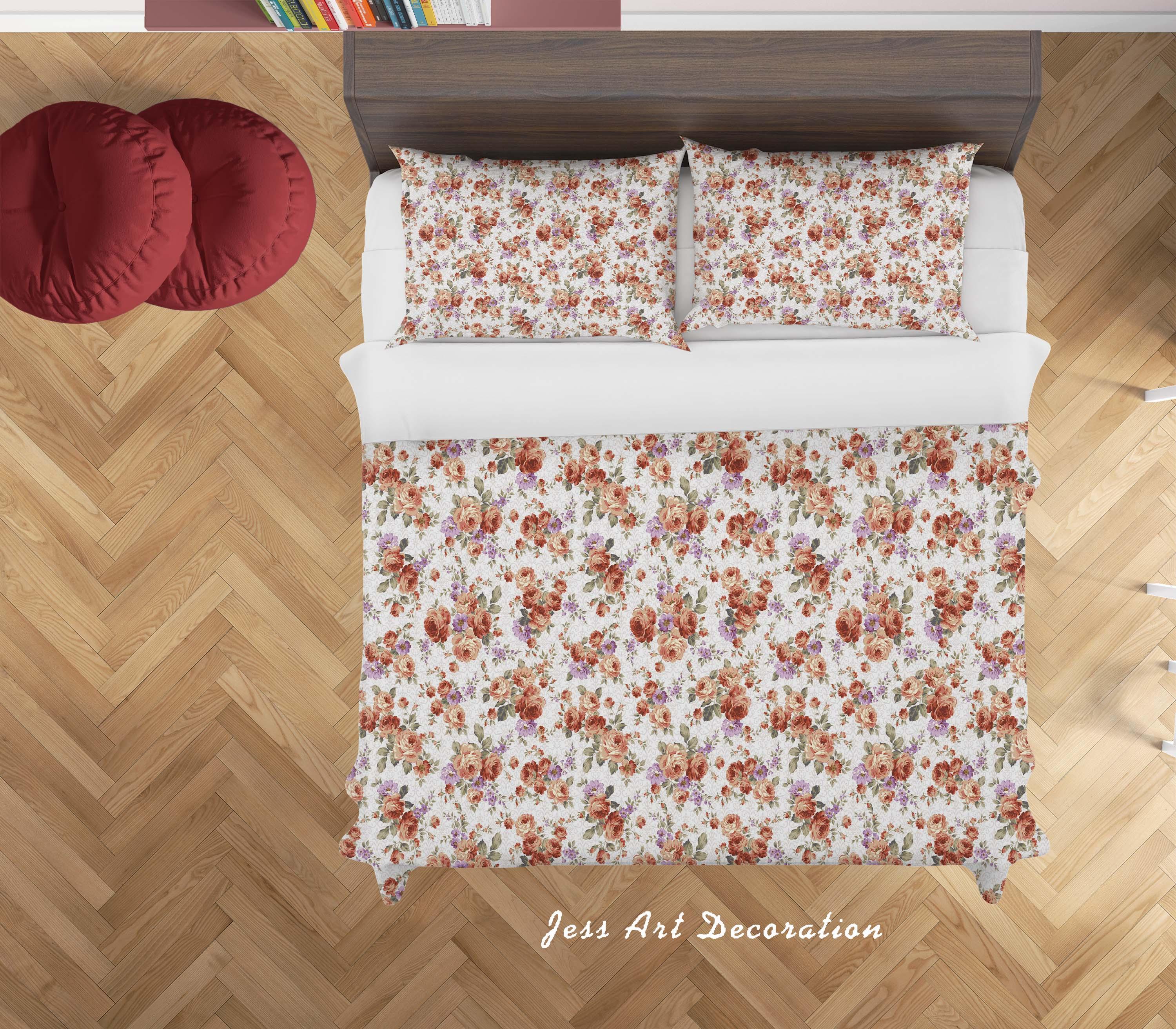 3D White Flowers Quilt Cover Set Bedding Set Duvet Cover Pillowcases SF126- Jess Art Decoration