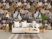 3D Cats Seamless  Wall Mural Wallpaper sww 90- Jess Art Decoration