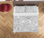 3D Halloween Decoration Doodle Quilt Cover Set Bedding Set Duvet Cover Pillowcases 88- Jess Art Decoration