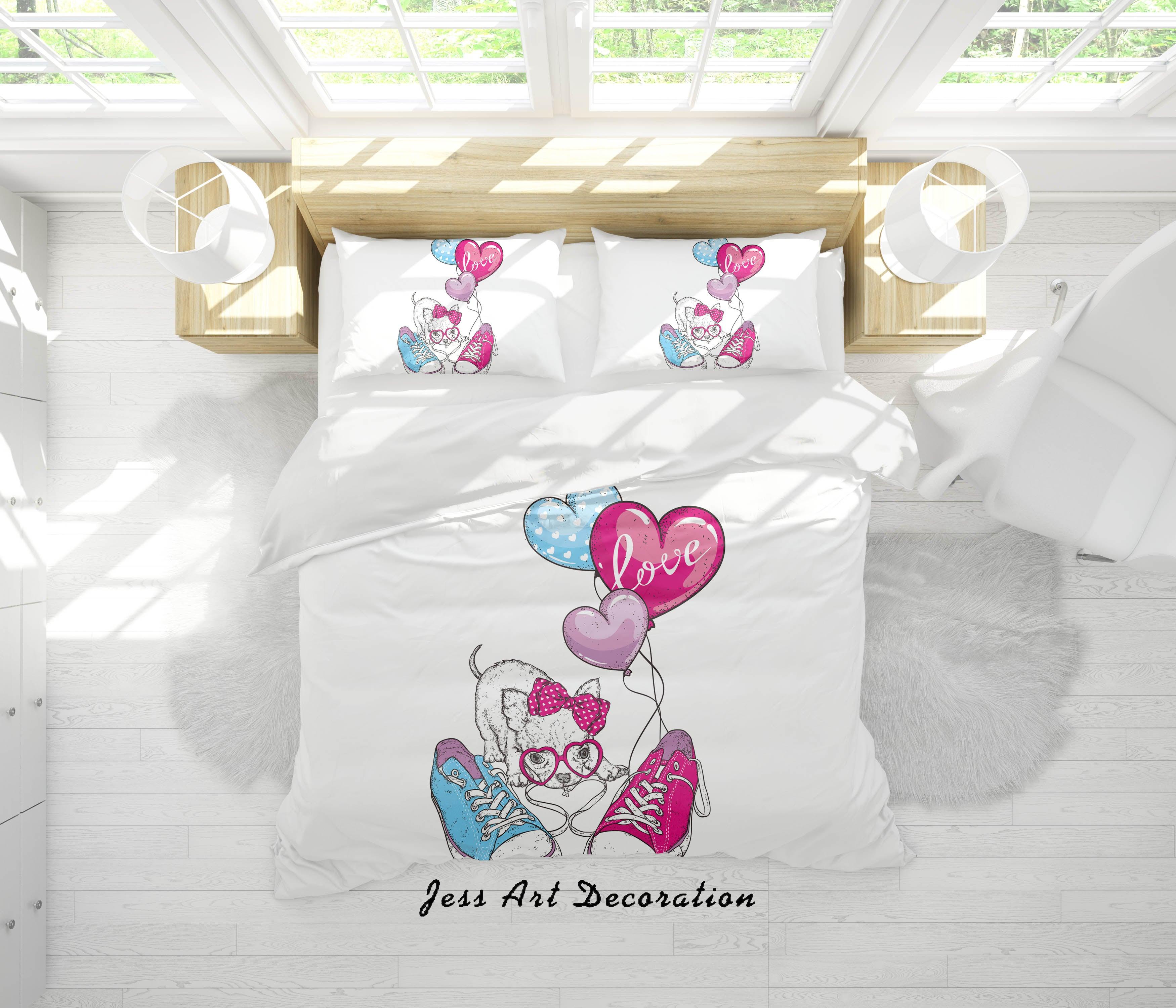3D White Cartoon Dog Balloon Shoes Quilt Cover Set Bedding Set Duvet Cover Pillowcases SF164- Jess Art Decoration