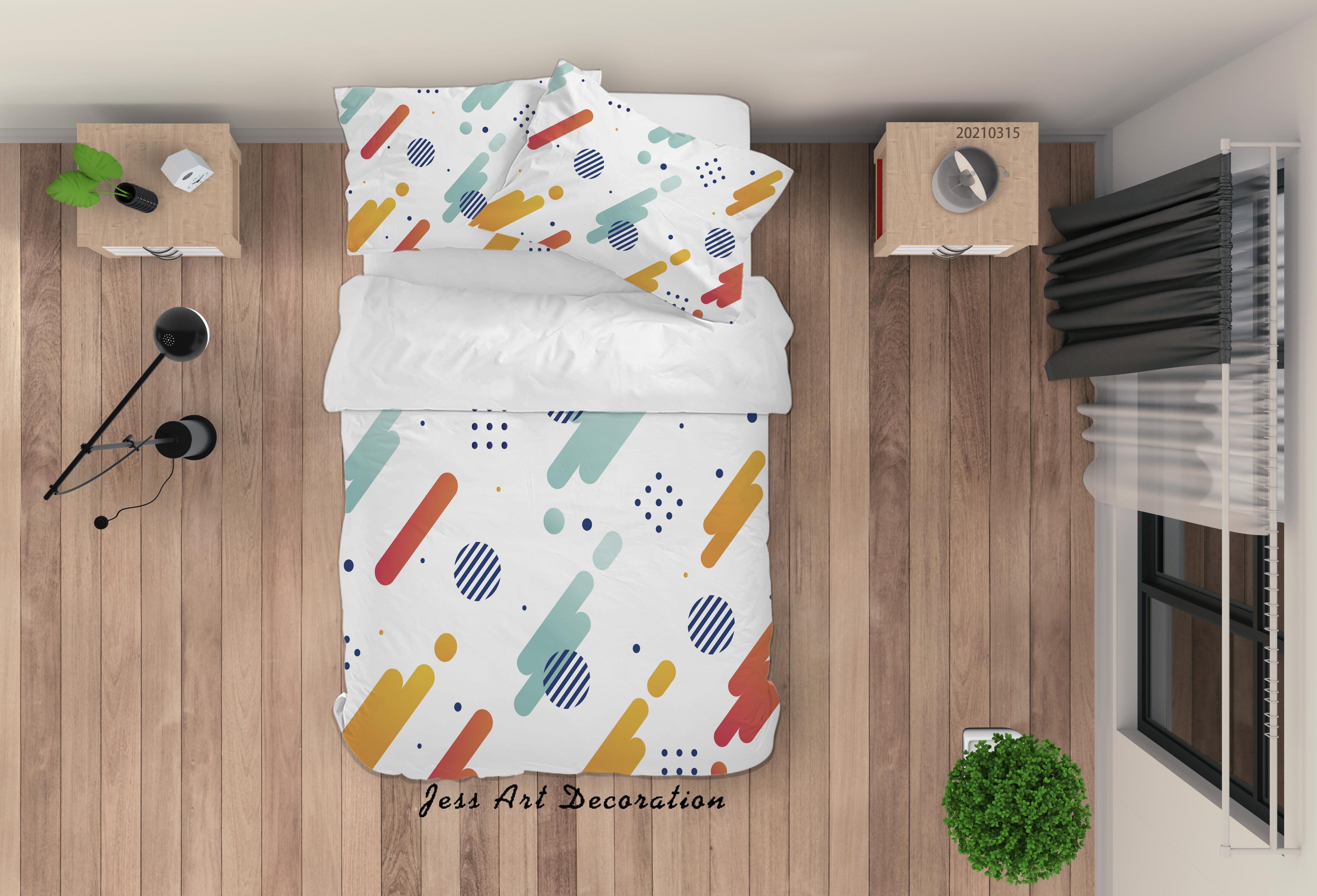 3D Abstract Color Geometry Quilt Cover Set Bedding Set Duvet Cover Pillowcases 61- Jess Art Decoration