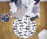 3D Cartoon Animal Shark Kids Non-Slip Round Rug Mat 125- Jess Art Decoration