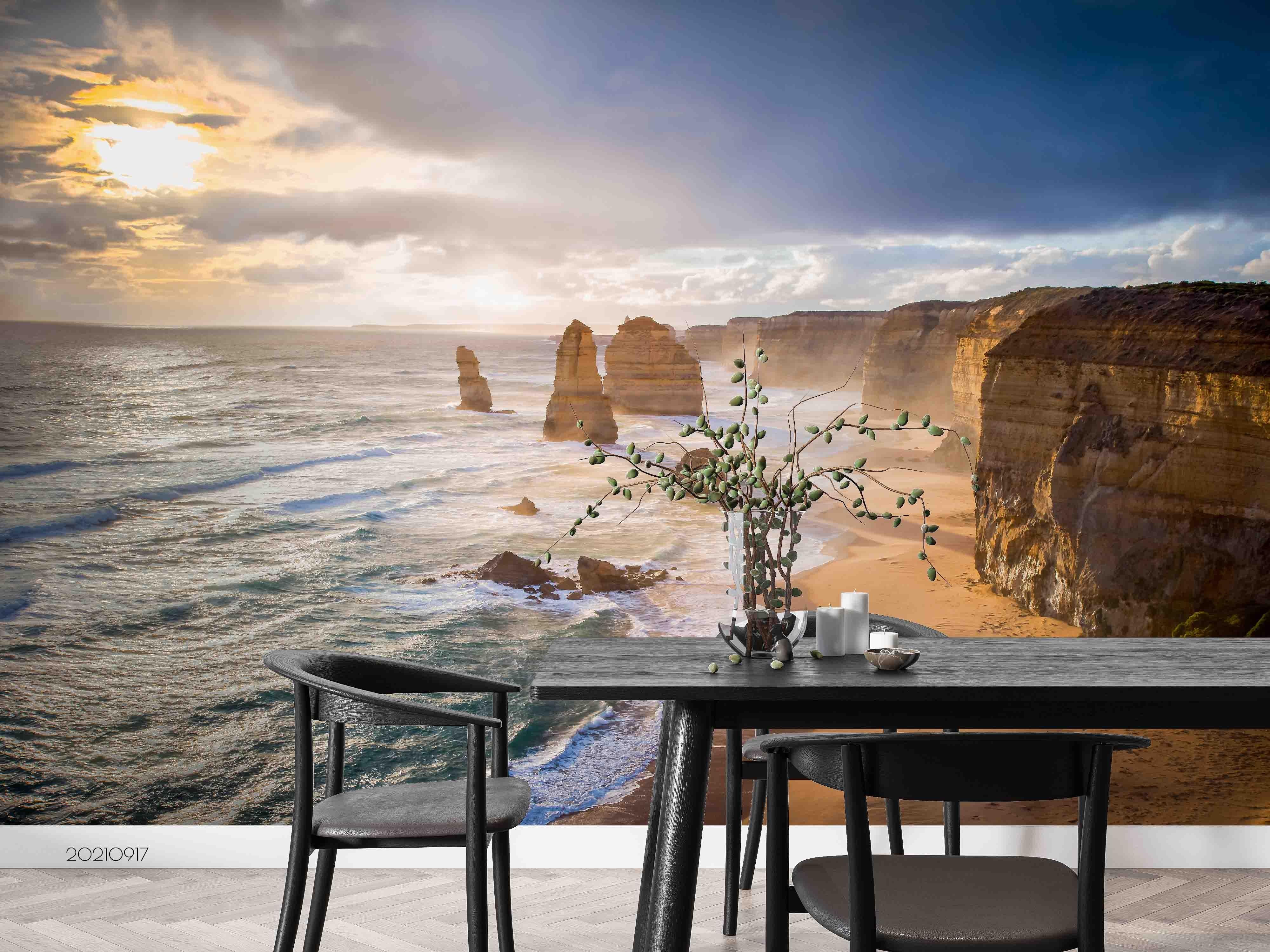 3D Sky Beach Rock Landscape Wall Mural Wallpaper LQH 110- Jess Art Decoration