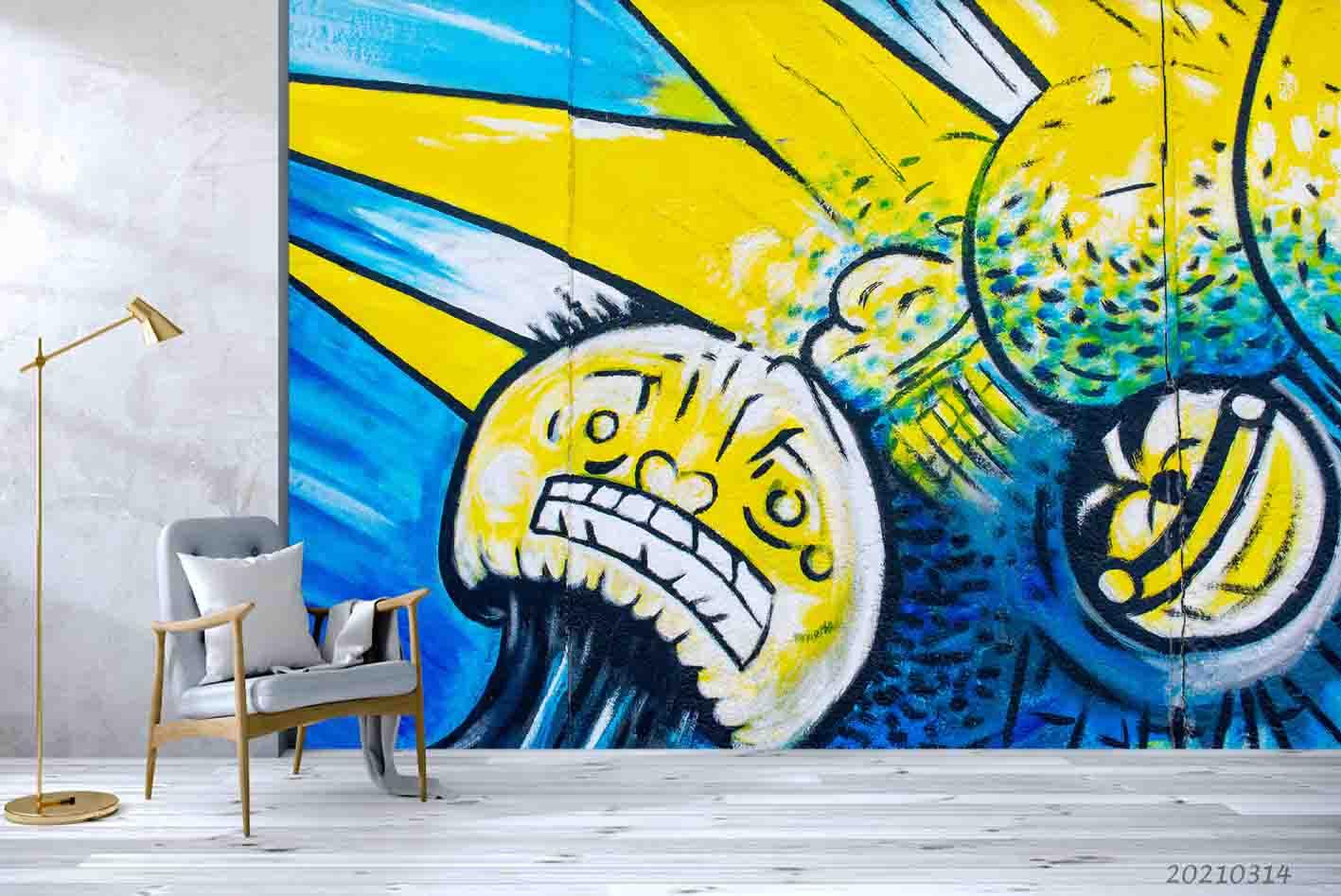 3D Abstract Colored Street Graffiti Wall Mural Wallpaper LQH 233- Jess Art Decoration
