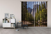 3D Peak Green Woods River Curtains and Drapes GD 1512- Jess Art Decoration