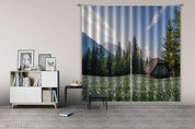 3D Green Plant Flower Log Cabin Metasequoia Curtains and Drapes GD 1536- Jess Art Decoration