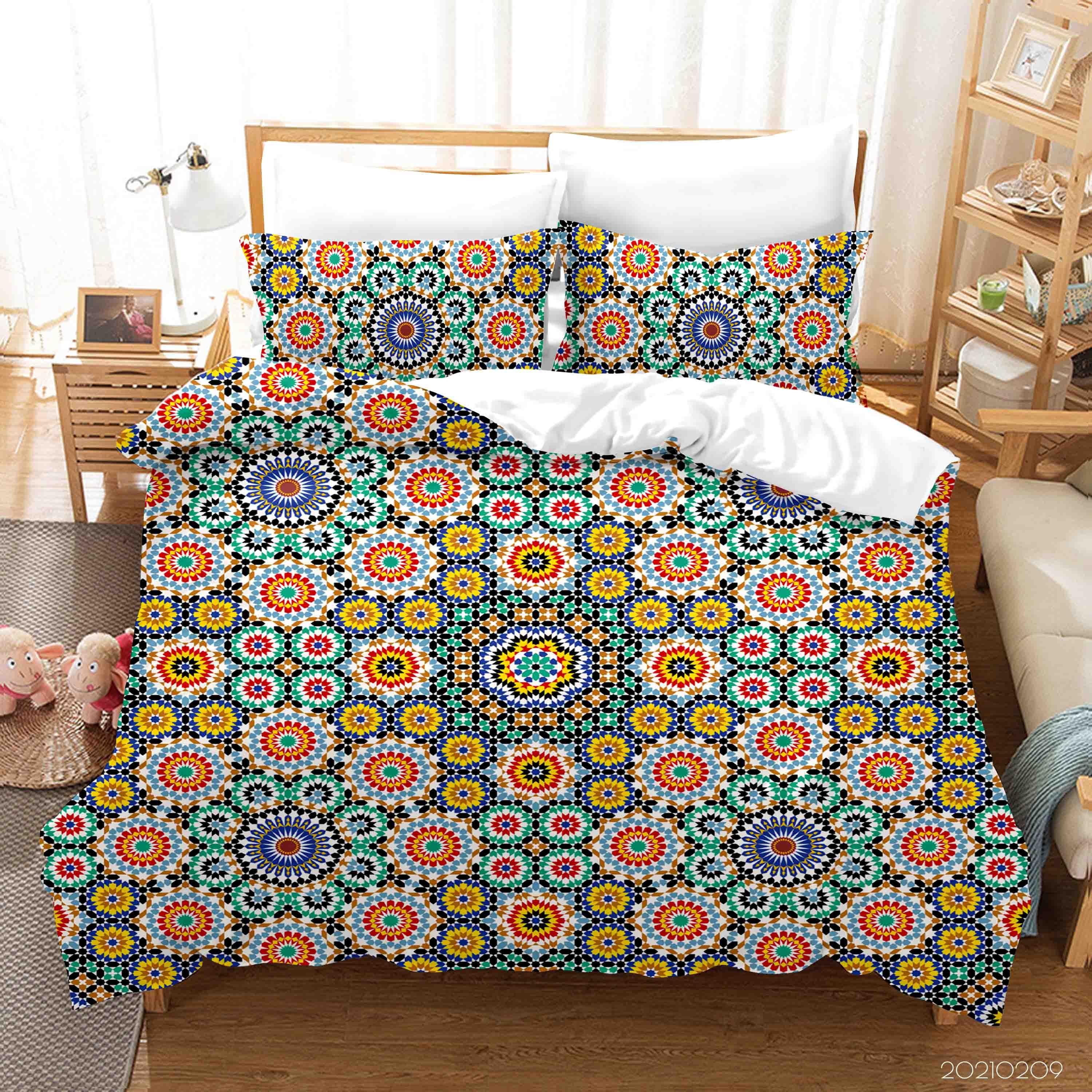3D Abstract Geometric Floral Quilt Cover Set Bedding Set Duvet Cover Pillowcases 215- Jess Art Decoration