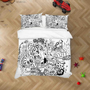 3D Abstract Funny Life Doodle Quilt Cover Set Bedding Set Duvet Cover Pillowcases 56- Jess Art Decoration