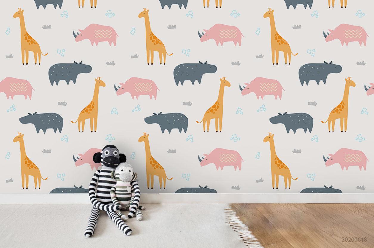 3D Cartoon Animal Giraffe Wall Mural Wallpaper A124 LQH- Jess Art Decoration