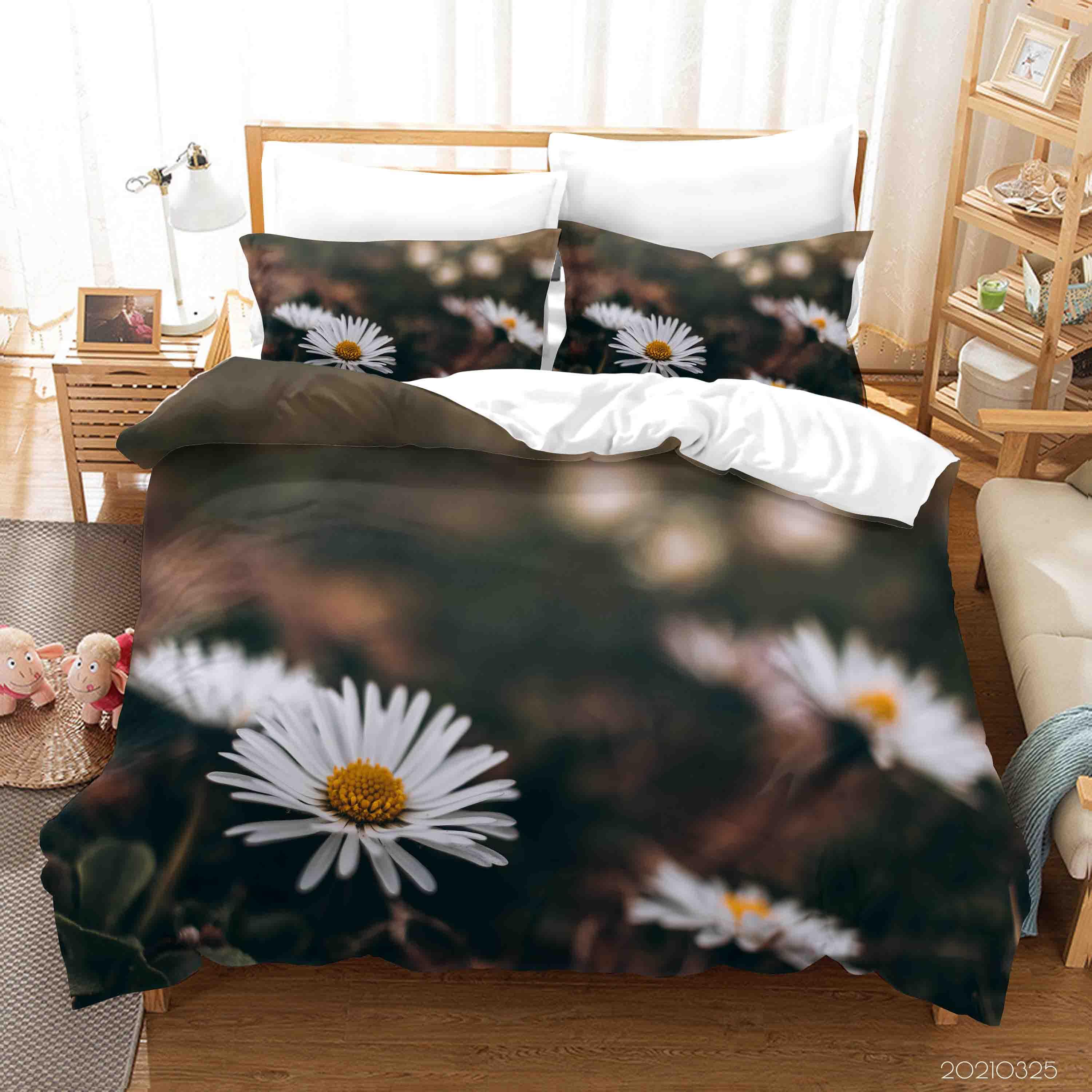 3D White Chrysanthemum Quilt Cover Set Bedding Set Duvet Cover Pillowcases 296- Jess Art Decoration