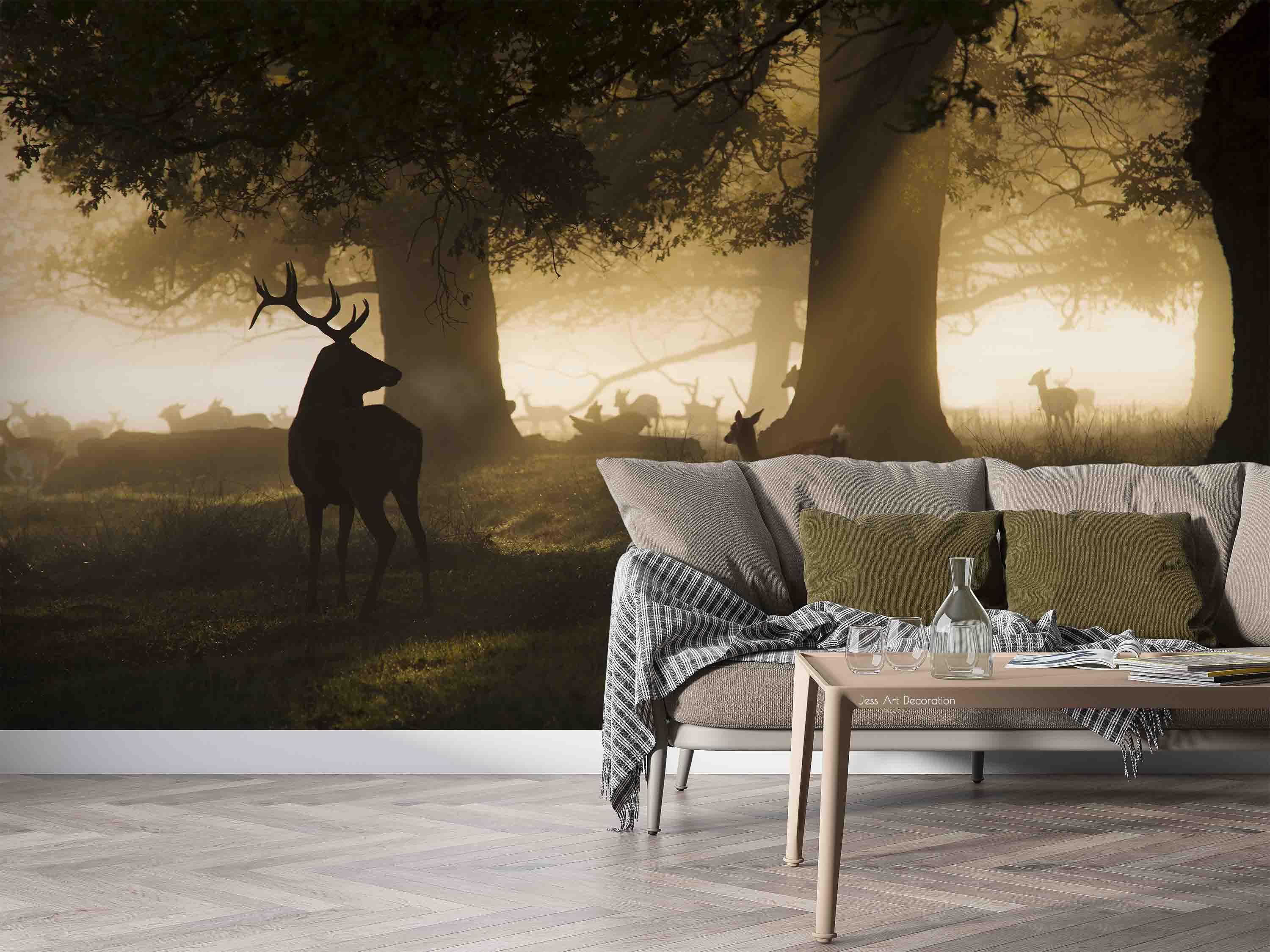 3D Plant Forest Animal Elk Sunshine Landscape Wall Mural Wallpaper LLL 1900- Jess Art Decoration