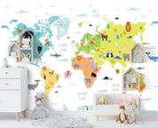 3D Children's Cartoon World Map Wall Mural Wallpaper 65- Jess Art Decoration