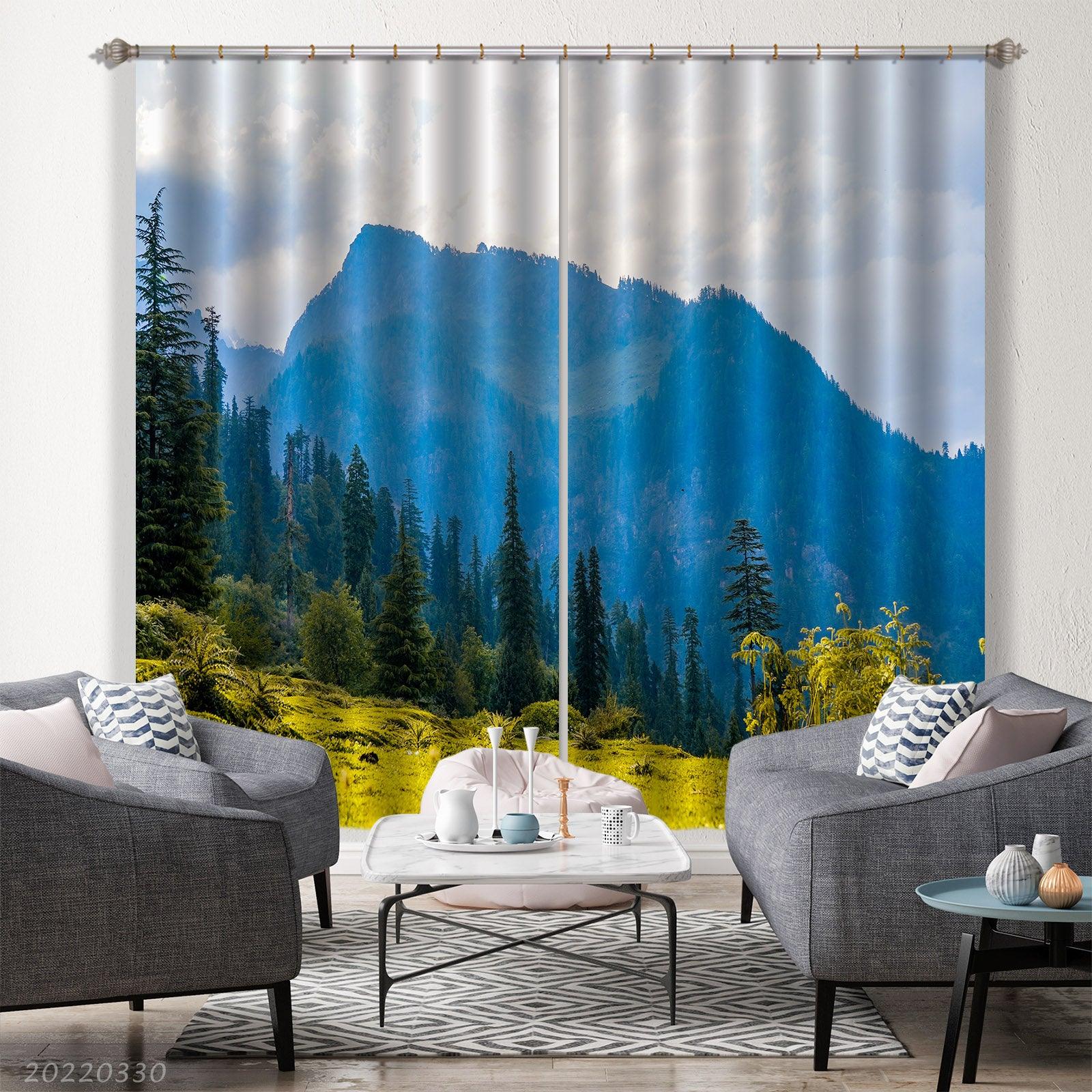 3D Landscape Mountain Forest Fir Curtains and Drapes GD 3650- Jess Art Decoration