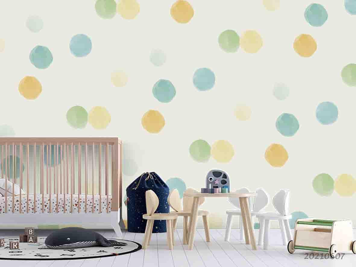 3D Hand Draw Bubble Yellow Blue Green Wall Mural Wallpaper SWW1141- Jess Art Decoration