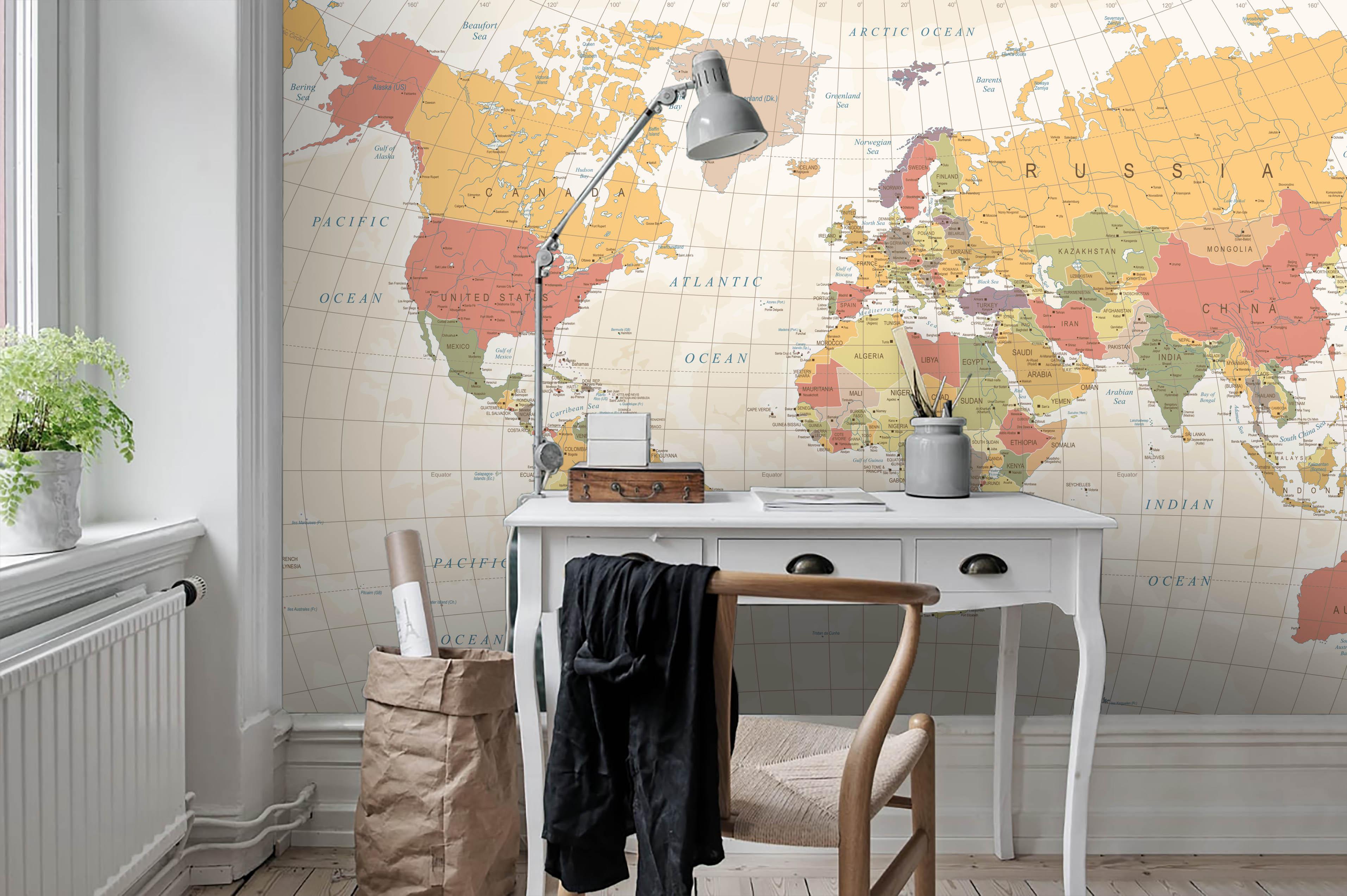 3D World Map Wall Mural Wallpaper LQH 18- Jess Art Decoration