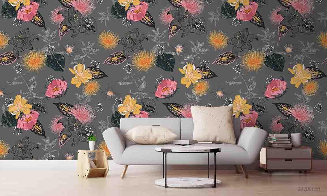 3D Retro Floral Design Wall Mural Wallpaper A136 LQH- Jess Art Decoration